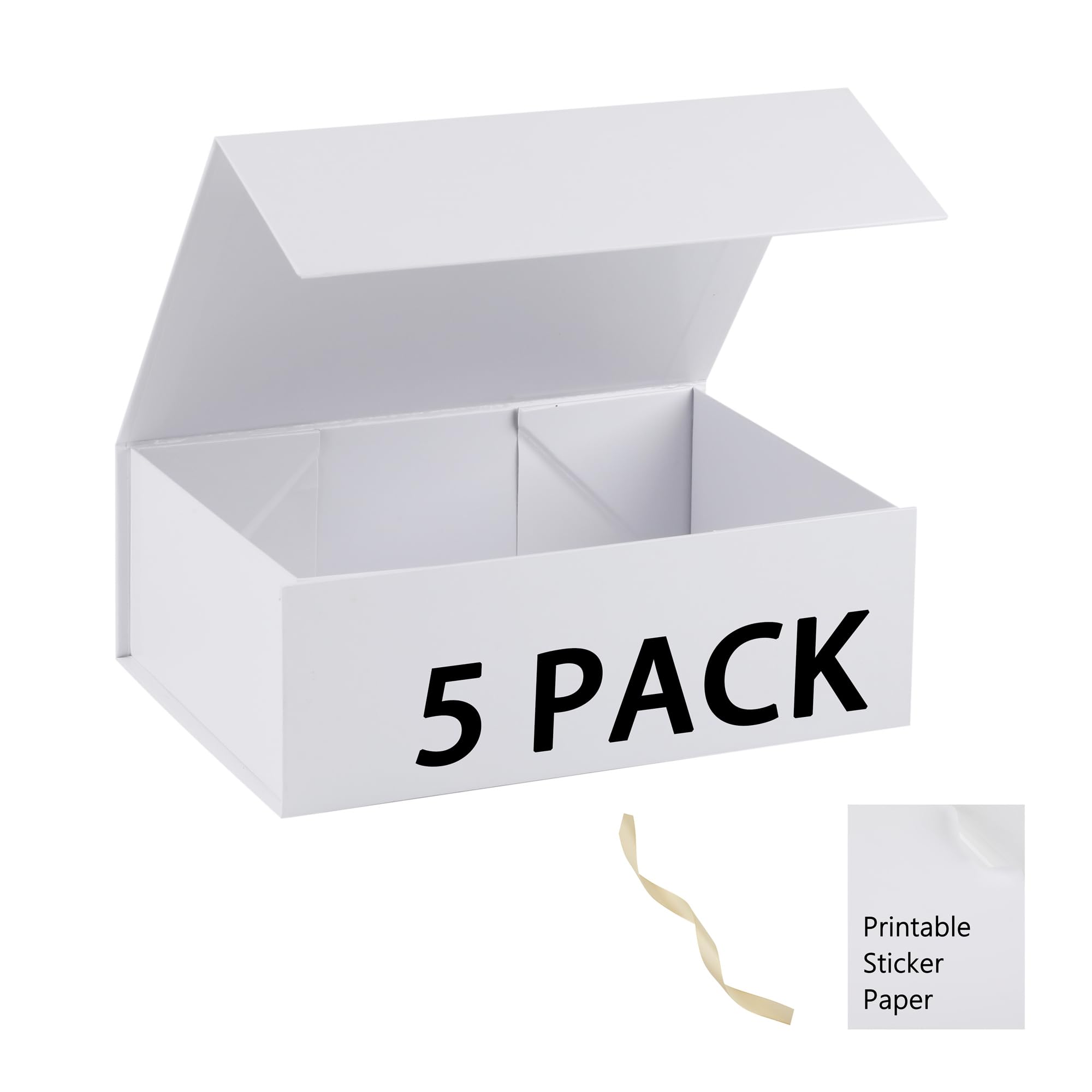 MUMUPACK White Gift Box,13x11x5.3 Large Gift Boxes With Lids For Presents Includes Ribbon And Diy Printable Sticker Paper,Bridesmaid Proposal Box,