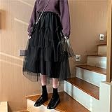 Mfacl Maxi Rock flaumig Röcke für Frauen - Röcke Frauen Matermitte Mid-Calf Schnürung Fairy Rock All Match Sweet Fashion Ins Elegant Womens Faldas Voile Koreanische Art A-Line Chic