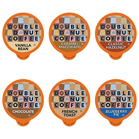 Double Donut Flavored Coffee Variety Pack, Flavored Coffee Pods, Including Hazelnut, Caramel, Chocolate Coffee & More, Single Serve Coffee for Keurig K Cups Machines, 72 Count Cover