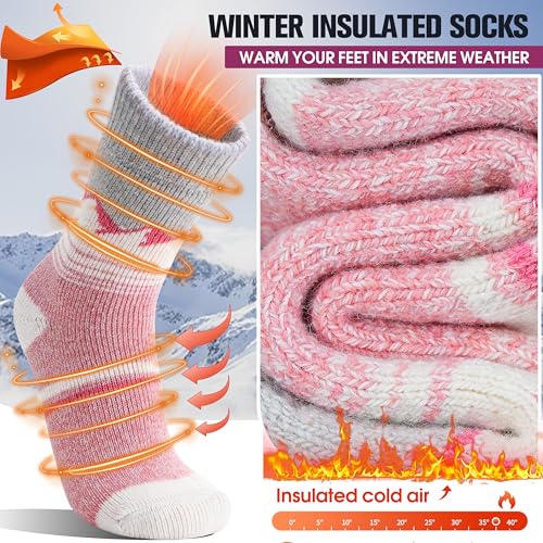 Image of 3 Pairs Thermal Warm Socks for Men & Women Thick Winter Extra Warm Insulated Boot Ski Socks for Cold Weather