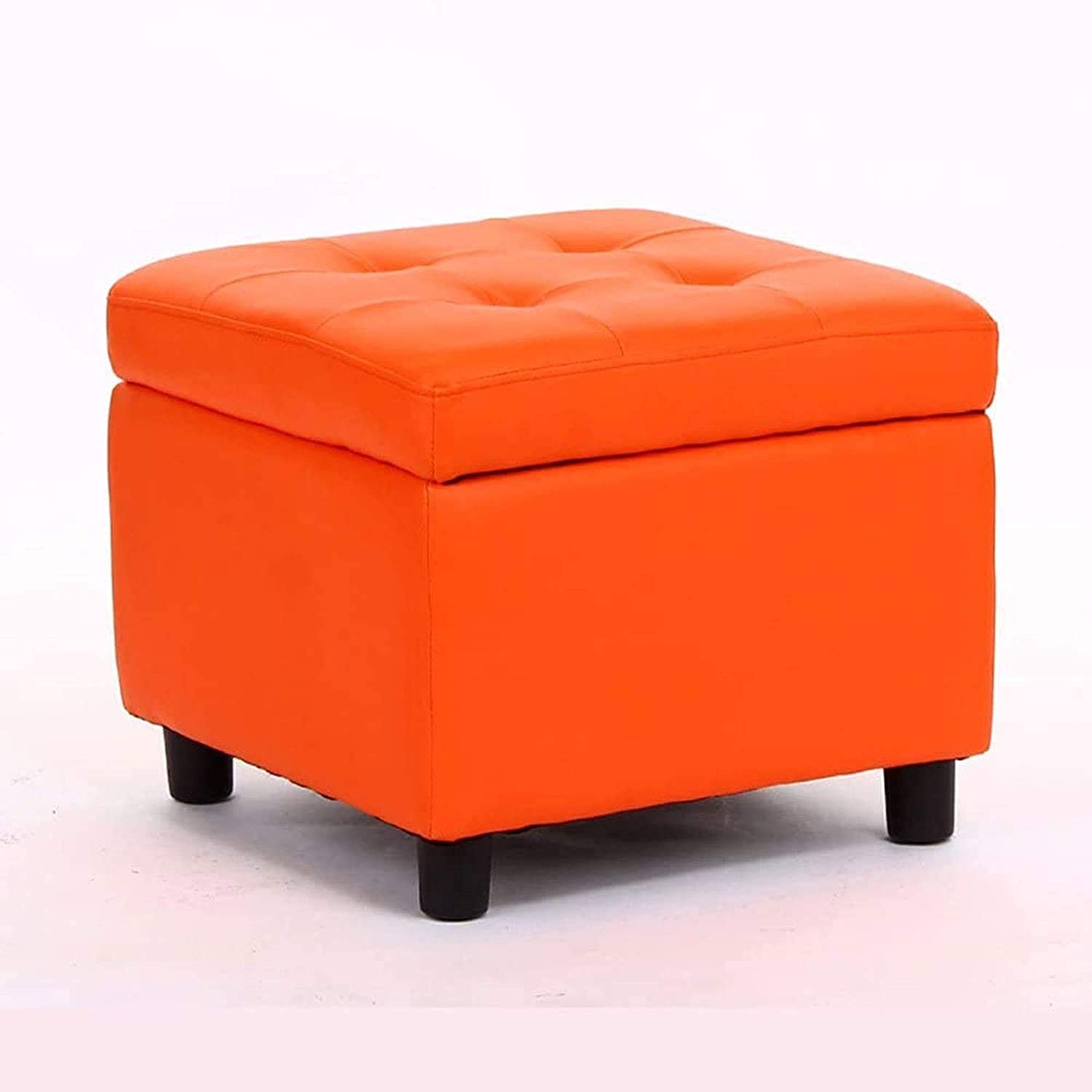 Petit Tabouret en Cuir pour Salon, Repose-Pieds Rembourré Moderne et Coffre de Rangement Discret