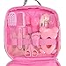 ONEVER 13 Unids Bolsa de Cuidado de la Salud Bebé Higiene Diaria de Uña Clipper Tijeras Cepillo Peine Peine Cuidado de Manicura (Pink)