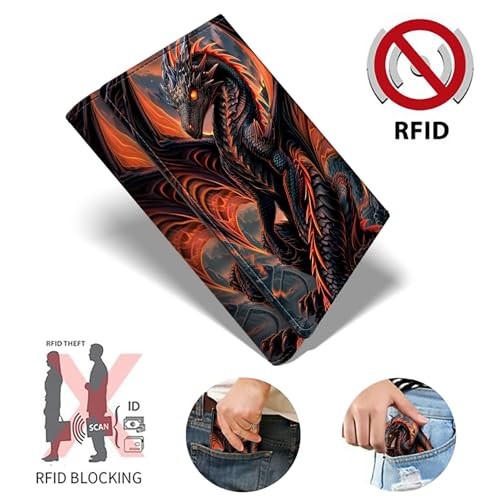 Red Dragon Minimalist Wallet for Men, Pop Up Card Case Wallet for Women, PU Leather Automatic Credit Card Holder Metal Money Clip Wallet RFID Blocking Bifold Pocket Wallet2