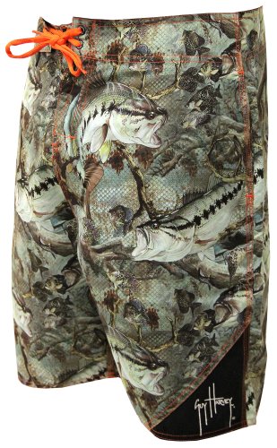 Guy Harvey Strike Camo Boardshorts - Fatigue - Size 28