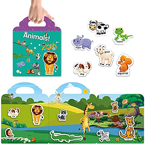 Image of Chocozone 32 Reusable PVC Stickers Book Waterproof Stickers Toys for 2 Years Old Boys & Girls Learning Preschool Educational Book for Kids (Animals)