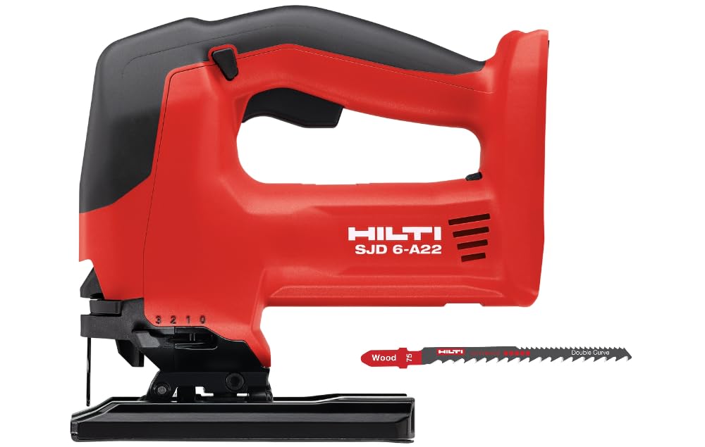 Hilti SJD 6-A22 Cordless Orbital Jigsaw, Compatible with 22V Li-ion Batteries, Variable-Speed Trigger, Keyless Chuck, LED Light, Suitable for Wood, Metal, Sandwich Panel, Bare Tool (2133670)