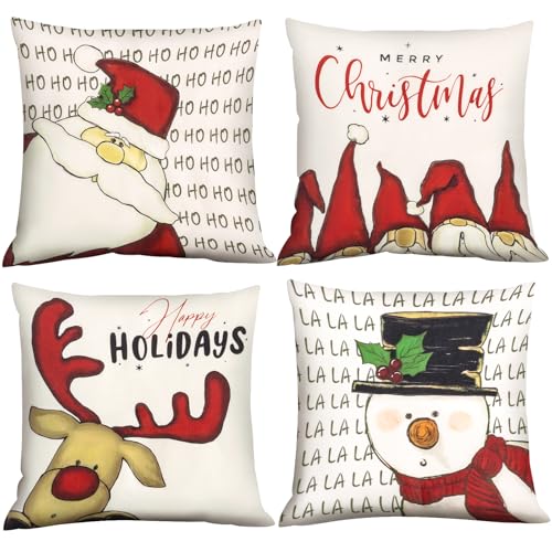 4er Set Weihnachtskissenbezug 40x40cm, Kissenhülle Weihnachten,...