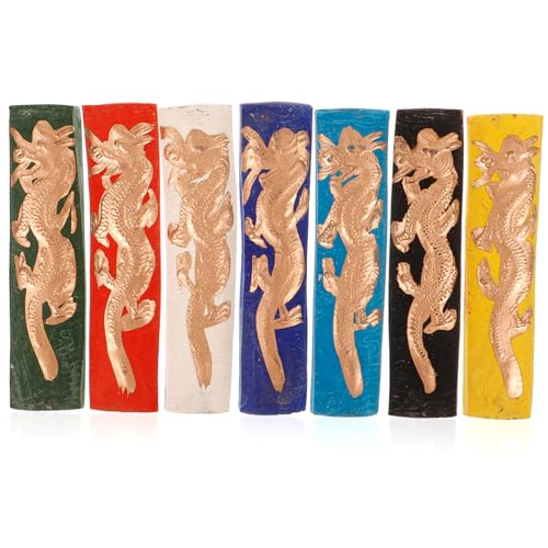 WOONEKY 7個 彩色墨条 色 伝統的な書道用顔料インクスティック 書き初めや水墨画に 習字練習向け 手作り墨塊で深い色彩表現