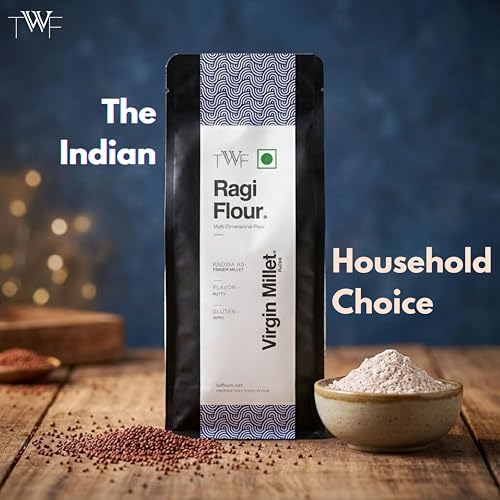 Image of TWF Ragi Flour | 1 Kg | Stone Ground | Not Pulverized | Finger Millet Atta | Naturally Gluten-Free | Virgin - Nutrient Rich | Mandua, Kezhvaragu, Mandia, Taidalu, Kodra, Ragula, Nachni Aata