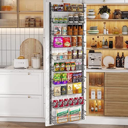 1Easylife Over The Door Pantry Organizer, 10-Tier Adjustable Baskets Grey Pantry Organization, Metal Door Shelf With Detachable Frame, Space Saving Hanging Spice Rack For Kitchen Pantry Bathroom Door #TOP7