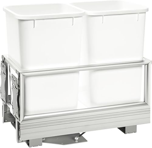Rev-A-Shelf - Contenedor de basura (doble 27 cuartos de galón), color blanco