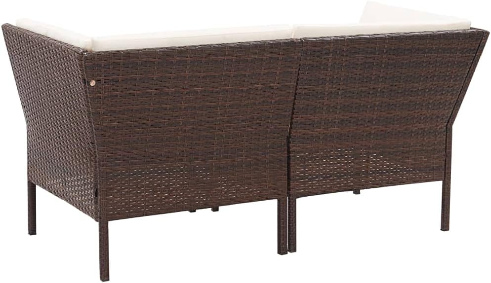 vidaXL Patio Furniture Set 6 Piece, Patio Conversation Set with Cushions, Outdoor Sectional Sofa with Coffee Table for Garden, Poly Rattan Brown