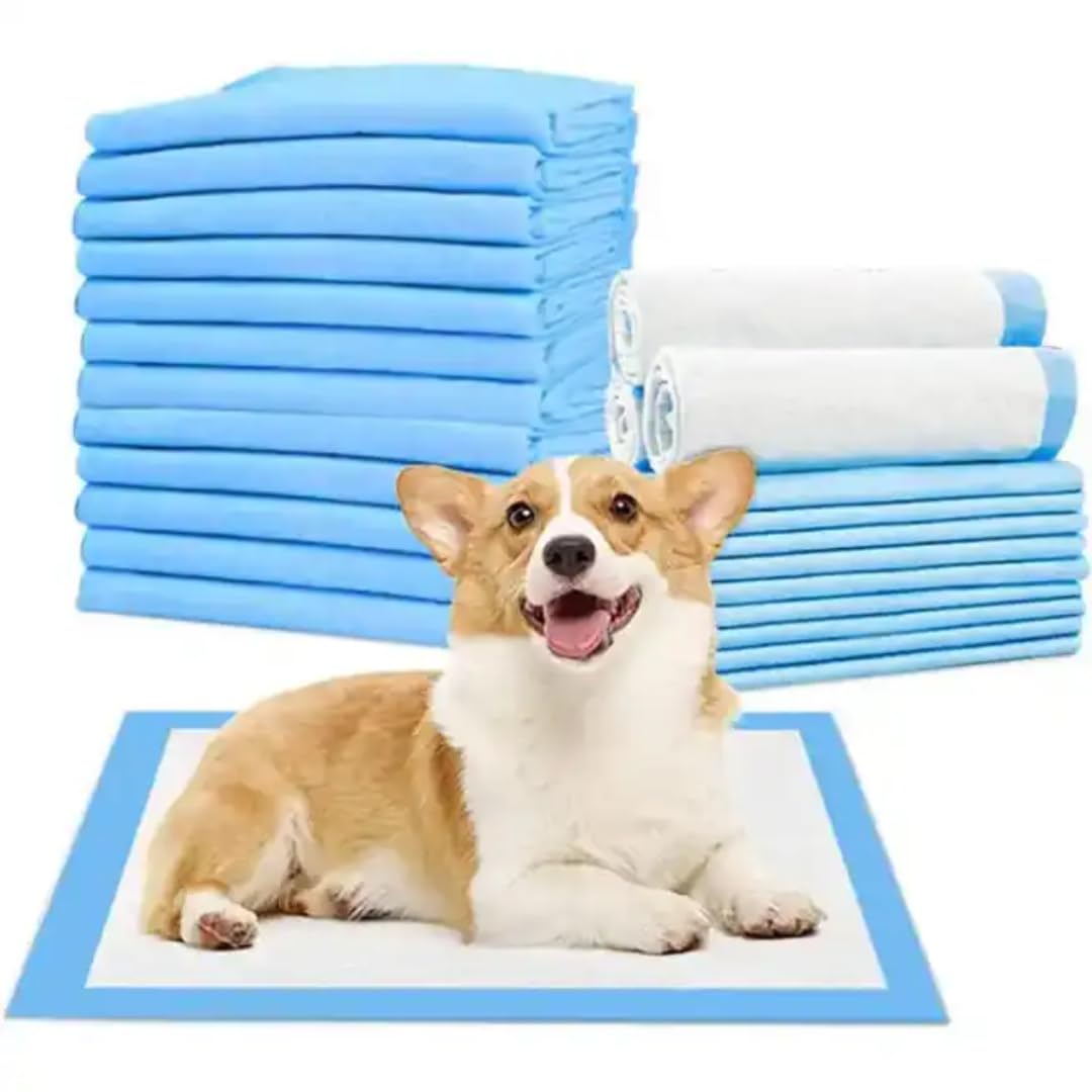 AJH Ultra Absorbent & Leak-Proof Puppy Pads for Potty Training & Incontinence (40 Count) - Dog Pee Pads (60x60cm) with Fast Drying, Odor Control - Includes Free Dog Diapers