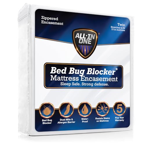 All-in-One Mattress Protector Zippered Encasement Water & Stain Resistant Triple Seal Protection Twin White
