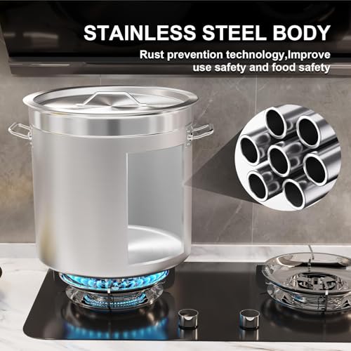 TAIMIKO Stainless Steel Stockpot with Lid - 3 Layers Composite Bottom, Deep Pot for Catering Stew, Soup, Boiling, 17-50L (36Litre, 36cm, with Lid) - Image 5