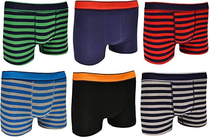 Bonjour Calzoncillos Tipo bóxer para niños (Paquete de 6) Calzoncillos bóxer de Cintura a Rayas de diseñador de algodón Ropa Interior (clásico) (9-10 años)