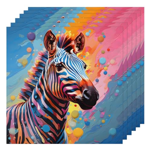 Servilletas de tela estampadas zebra set x6 50.5x50.5 cm miniatura 1