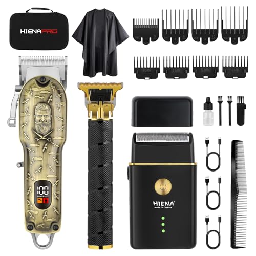 HIENA PRO Hair Clipper Set & Trimmer Kit for Men Professional Electric Beard Trimmer and Foil Shaver Facial Grooming Tools USB Charging Perfect Gifts for Men