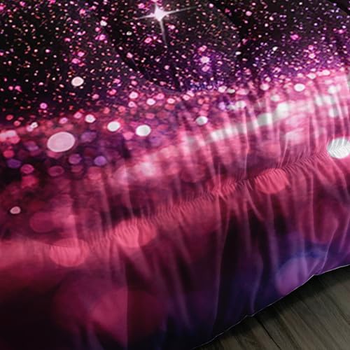 Image of AILONEN Pink Butterfly Bedding Set Queen Size,Romantic Rose Hearts Comforter with 2 Pillowcases,3-Piece Pink & Black Glitter Quilt Set for Girls Teens Women