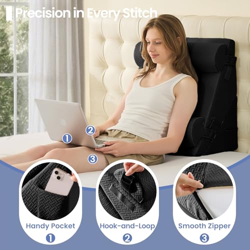 Image of Sasttie Adjustable Wedge Pillow Set for After Surgery, Black