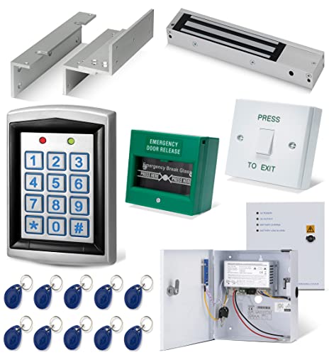 Securemydoor - Juego De Sistema De Seguridad Para Puerta Completa, Con Cerradura Maglock Eléctrica, Entrada De Teclado De Proximidad Y 10 Llaveros De Proximidad Rfid, Para Control De Acceso Securemydoor - Juego De Sistema De Seguridad Para Puerta Completa, Con Cerradura Maglock Eléctrica, Entrada De Teclado De Proximidad Y 10 Llaveros De Proximidad Rfid, Para Control De Acceso