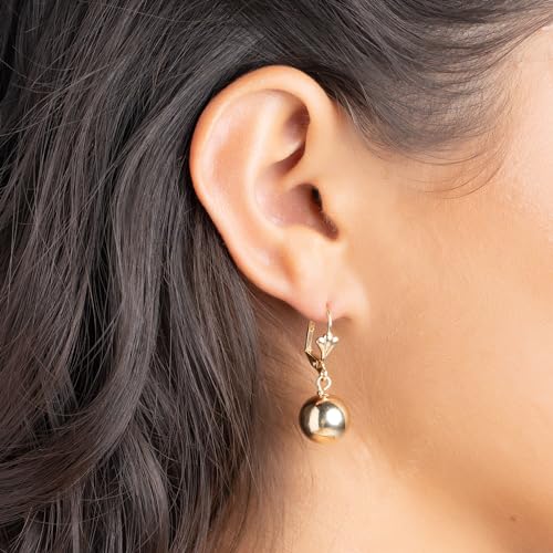 Barzel 18K Gold Plated Dangling Ball Drop Earrings, 8-12mm Sizes, Gold Plated, Tarnish Free, Made in Brazil2