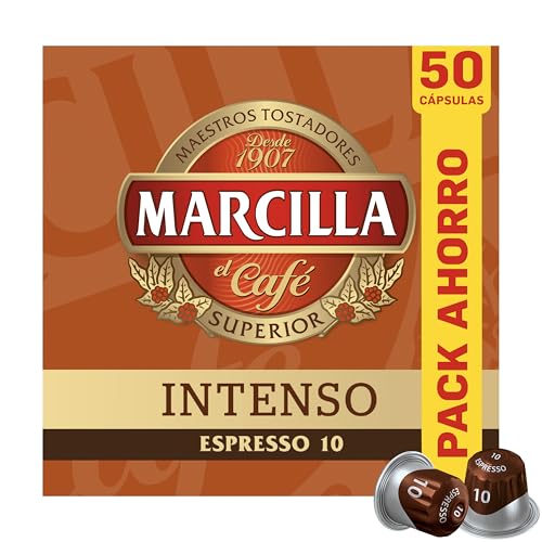 Marcilla Cápsulas de Café Intenso | Intensidad 10 | 50 Cápsulas