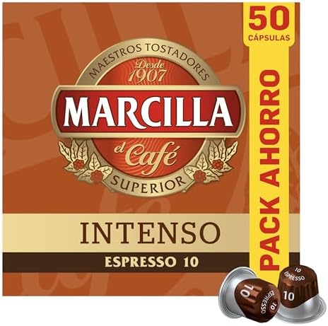 Marcilla Intense Coffee Pods | 10 Intensity | 50 Nespresso Compatible Capsules