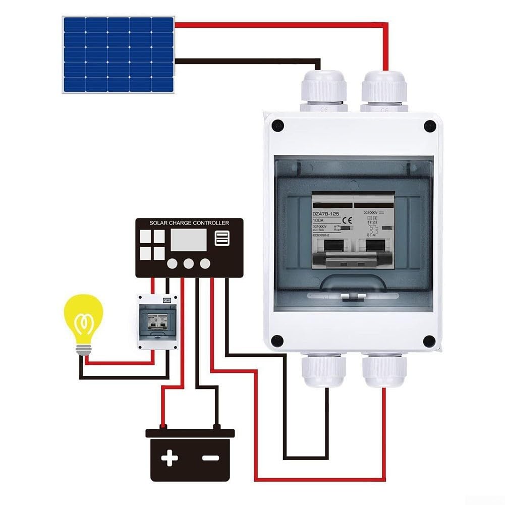 PV-Trennbox DC1000V Solar-Trennschalter für Photovoltaik-Montagestrukturen und DC-Verteilerplatinen IP65 Gehäuse (63A)