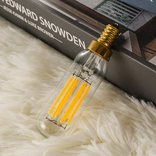 Dimmable T6 Led Bulbs, 6W E12 Edison Light Bulbs Soft White 3000K,600Lm, 60W Candelabra Incandescent Bulbs Equivalent Vintage Led Filament Edison Candle Bulb With Decorative, 6Pack. #TOP7