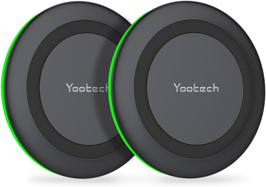 Yootech [2 Pack] Wireless Charger,10W Max Wireless Charging Pad Compatible with iPhone 17/17 Pro/17 Pro Max/Air/16/15/14/13/SE 2022/12/11,Samsung Galaxy S25/S24,for AirPods Pro 3(No AC Adapter)