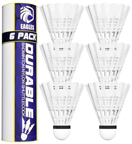 White Badminton Birdies Nylon Feather Bedminton Shuttlecocks - Plastic Birdie ball for indoor outdoor Matches Baseball Practice Highly Stable & Durable Set for Beach Racket Games Playground Backyards