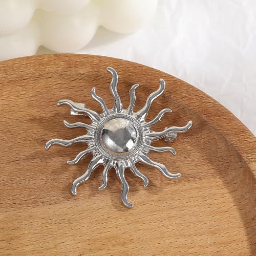 Image of Gold-Tone Sun Brooch Pin Vintage Round Sun flower Broach for Shirt Decorations Wedding Bouquets Jewelry