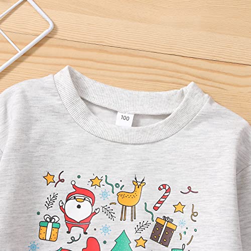 Toddler Boys Girls Christmas Cartoon Tree Snowman Prints Long Sleeve Pullover SweatShirt Tops Clothes Hoodie Youth Medium3