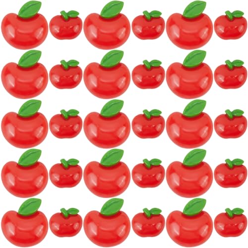 Cabujones de fruta 3D en resina roja con parte trasera plana para bisutería DIY