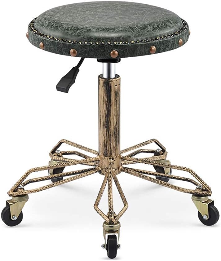 Taburete de Bar Ajustable Silla de Ruedas giratoria con Respaldo para la Oficina en casa en el salón de masajes y Tatuajes Facial SPA (D)