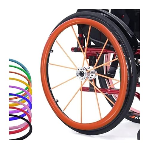 車椅子プッシュホイールカバー, 24インチ シリコン製車椅子用プッシュリング(Orange,22in)