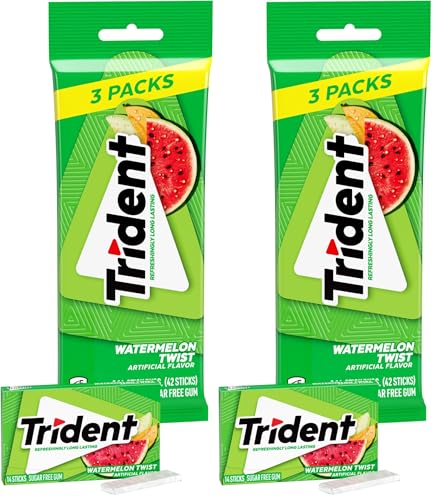 Trident Sugar Free Gum, Watermelon Twist Flavor, 42 Count (Pack of 2)