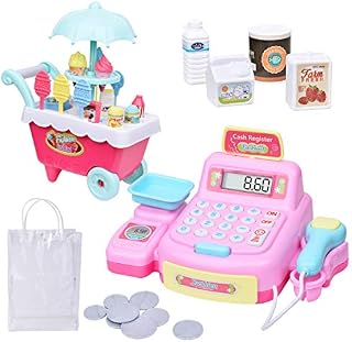 MDGZY Play Electronic Toy Cash Register,Ice Cream Toy,Pretend Play,Toddler Money,Kids stem Toys,Pretend Food