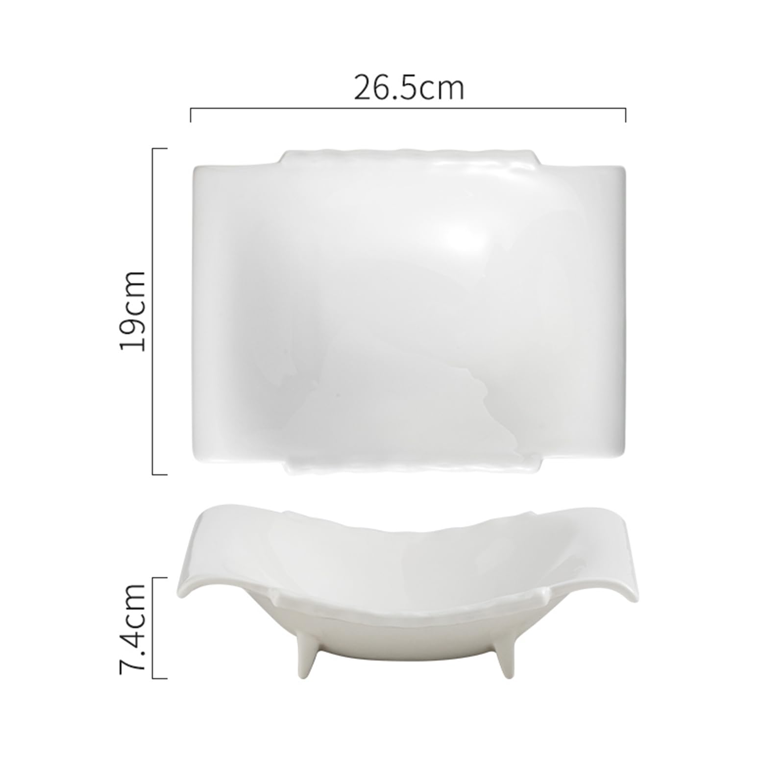 Plato De Aperitivo De Cerámica Con Forma, Plato Moderno Multifuncional, Plato De Exhibición De Alimentos, Plato Para Servir Ensaladas, Frutas Y Mariscos, Resistente A Los Arañazo(Size:26.5*19*7.4CM)