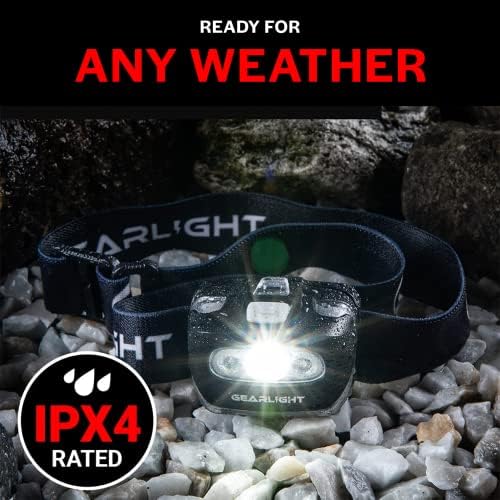 GearLight LED Head Lamp - Pack of 2 Outdoor Flashlight Headlamps w/ Adjustable Headband for Adults and Kids - Hiking & Camping Gear Essentials - S500