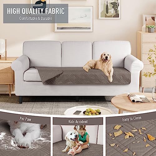 Image of TAOCOCO 100% Waterproof Reversible Couch Seat Cover for Dogs & Pets - Chaise, Sectional & U Shape Sofa Furniture Protector - Taupe