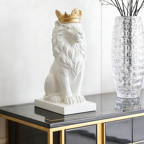 Estatua León Blanco 15'' LANKIN Escultura Decorativa miniatura 7