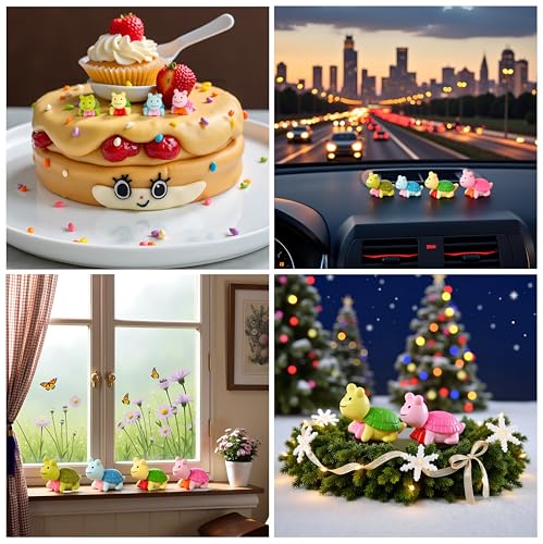 Image of Cute Turtle Animal Mini Figures Set, Colorful Cartoon Turtle Toys for Kids, Desk Decor, Cake Toppers, Party Favors, Collectible Figurines (4-Pack)