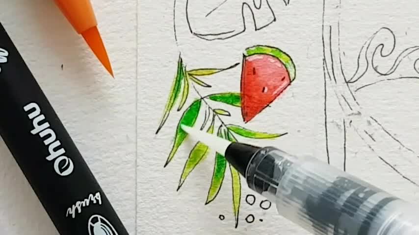 水彩ペン画 タイトル「交感-koukan-」 水彩ペン画 タイトル「交感