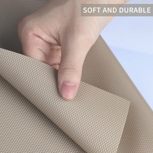 Image of Crasts Multipurpose Super Strong EVA Anti-Slip Kitchen Mats for Cupboard | Washable Shelf Liners for Kitchen Shelves, Cabinet Placemats (Khaki, 45W x 300L cm (3L m))