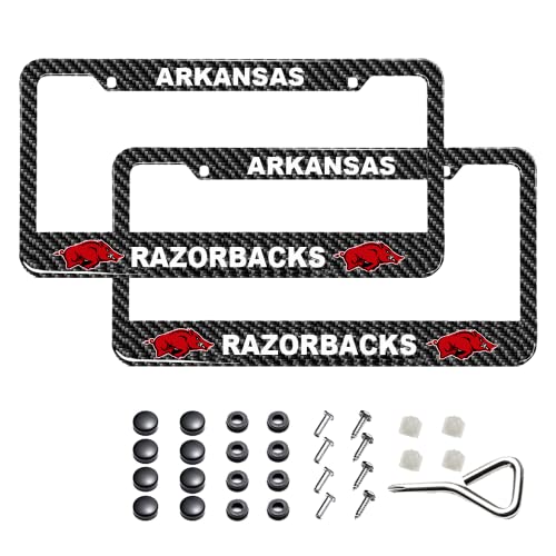 License Plate Frame Compatible For Arkansas Razorbacks,Carbon Fiber #TOP6