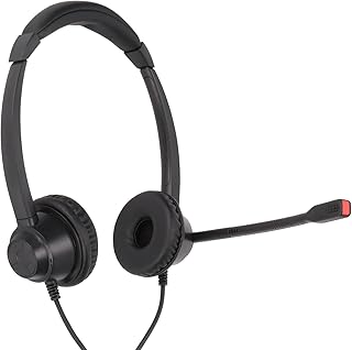 Binaural Corded Headset, Plug and Play Clear Voice 2.5mm Office Headset Soft Supports Speaker Volume Adjustment for Conference Calling for Customer Service