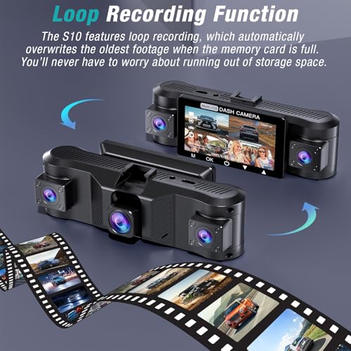 4 Channel 2.5K Dash Cam Front Rear Left Right, 170° Wide Angle Car Dash Camera with 5GHz WiFi & App Control, G-Sensor, Super Night Vision, 24H Parking Monitor, Loop Recording, 64GB SD Card Included - Image 6