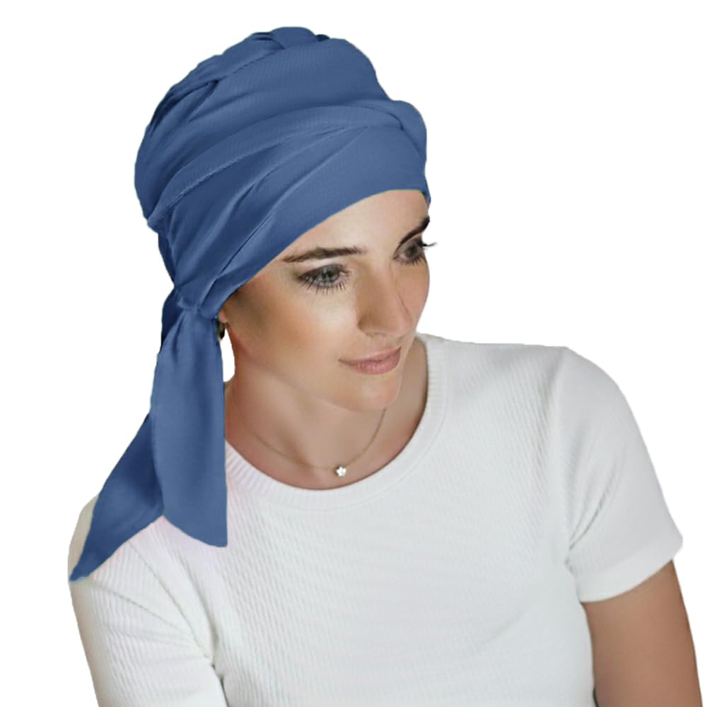 CAREBELL Smooth - Bamboo oncological hat turban for chemotherapy or alopecia (Azulon)